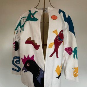 Vintage Girasol Cotton applique jacket, size 12
